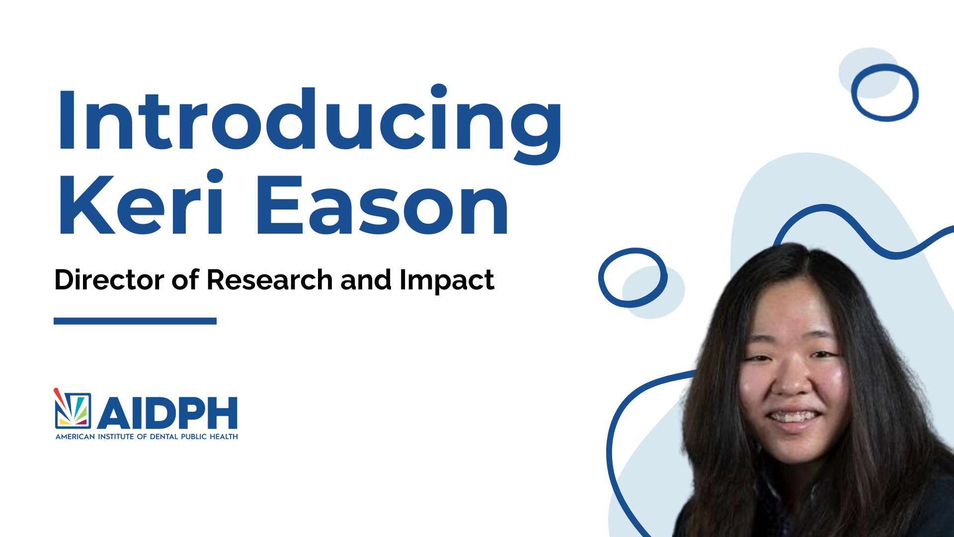 Banner Graphic showing Keri Eason, Ma, PhD, our new Research and Impact Director