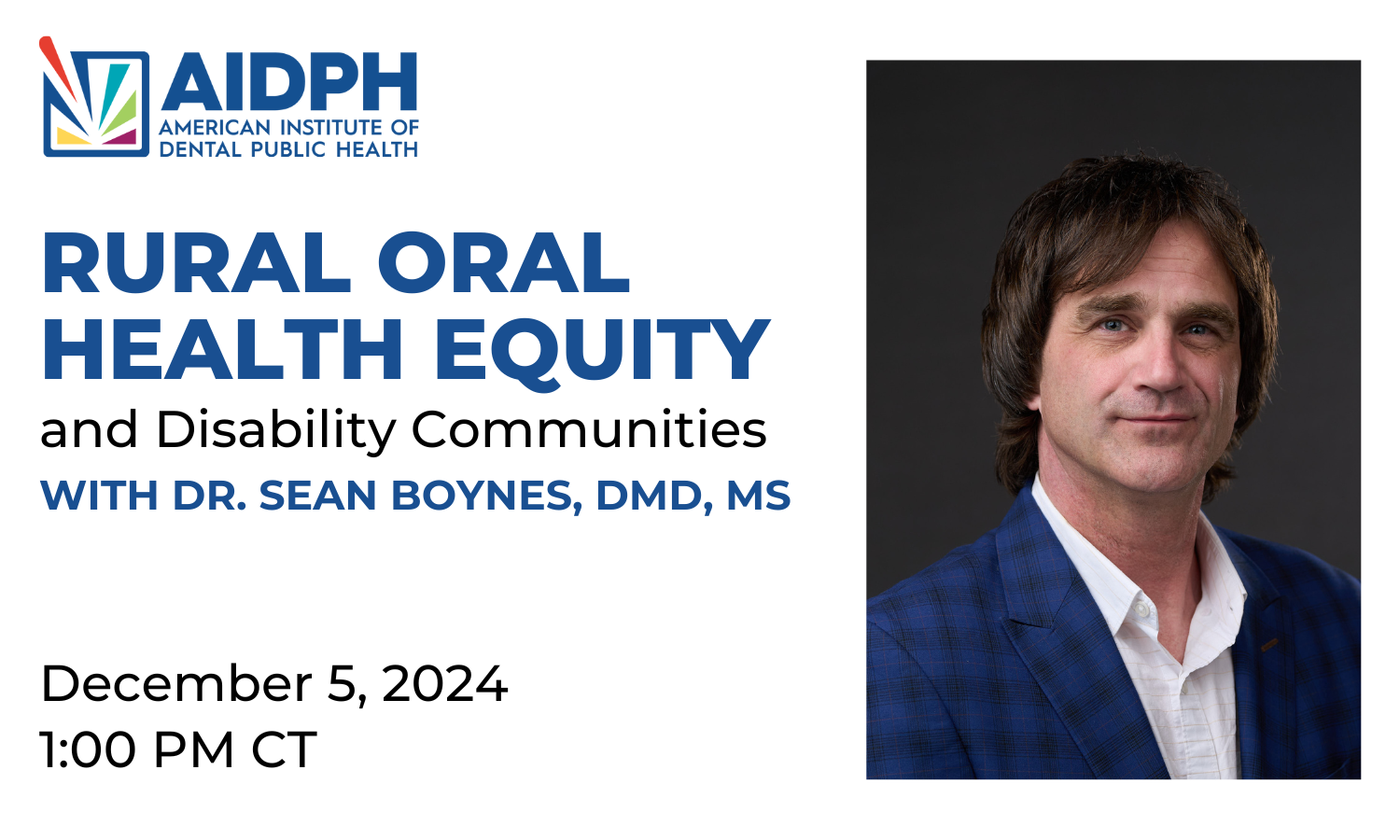 rural oral health equity banner with Sean Boynes presenter headshot